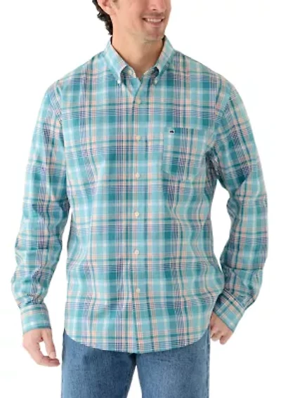 Men's Long Sleeve Poplin Plaid Shirt