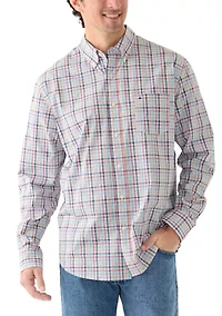 Men's Long Sleeve Poplin Plaid Shirt