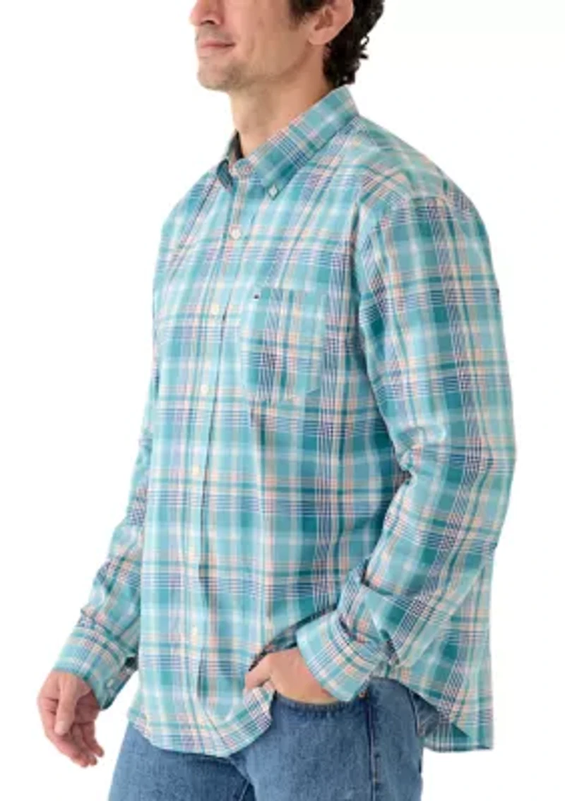 Men's Long Sleeve Poplin Plaid Shirt
