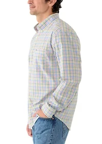 Men's Long Sleeve Poplin Plaid Shirt