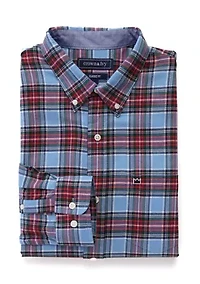 Big & Tall Long Sleeve Woven Twill Plaid Shirt