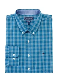 Big & Tall Long Sleeve Woven Poplin Plaid Shirt