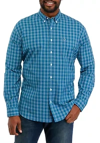 Big & Tall Long Sleeve Woven Poplin Plaid Shirt
