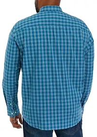 Big & Tall Long Sleeve Woven Poplin Plaid Shirt