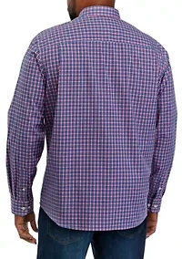 Big & Tall Long Sleeve Woven Poplin Plaid Shirt