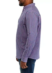Big & Tall Long Sleeve Woven Poplin Plaid Shirt