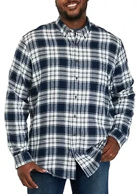 Big & Tall Long Sleeve Woven Flannel Plaid Shirt