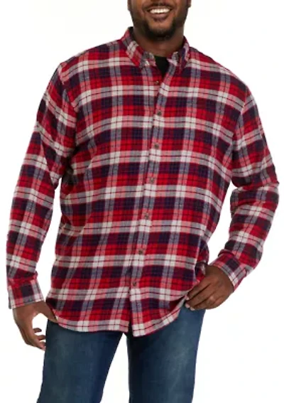 Big & Tall Long Sleeve Woven Flannel Plaid Shirt