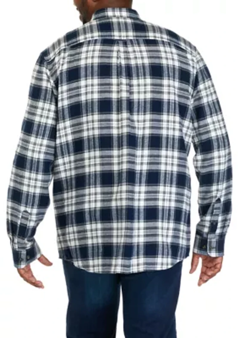 Big & Tall Long Sleeve Woven Flannel Plaid Shirt