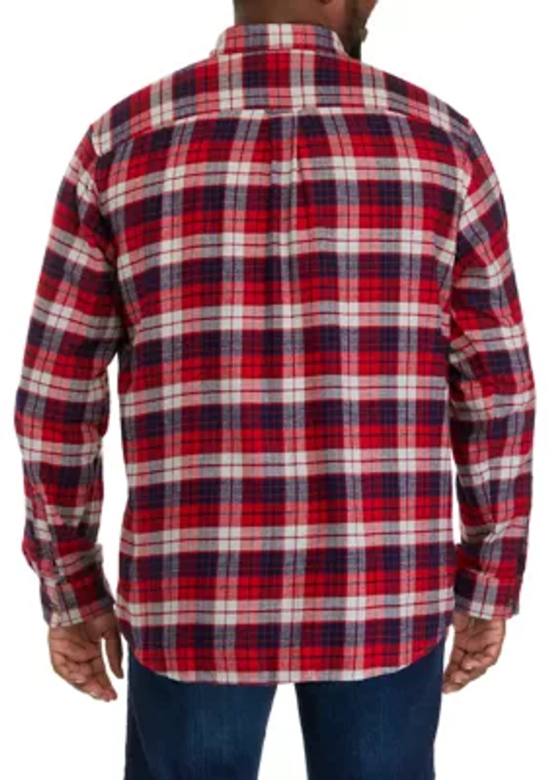 Big & Tall Long Sleeve Woven Flannel Plaid Shirt