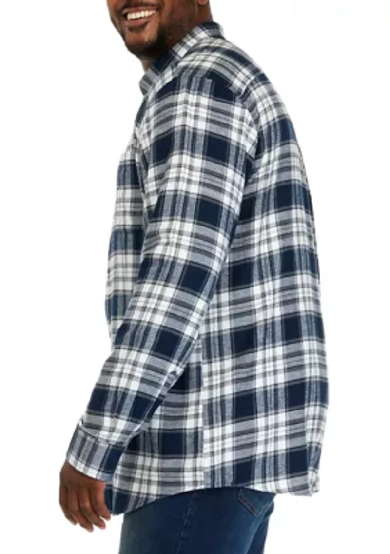 Big & Tall Long Sleeve Woven Flannel Plaid Shirt