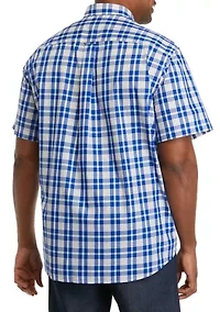Big & Tall Easy Care Short Sleeve Woven Plaid Shirt