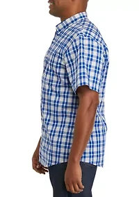 Big & Tall Easy Care Short Sleeve Woven Plaid Shirt