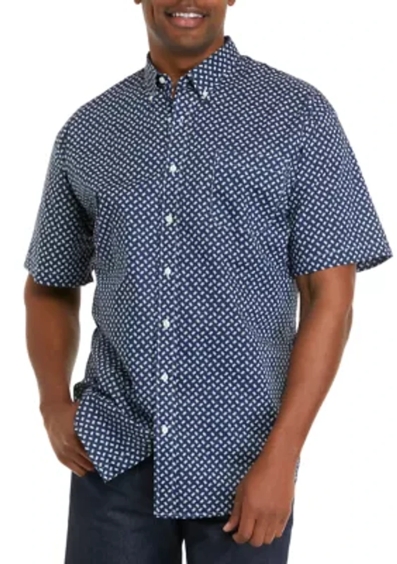 Big & Tall Easy Care short Sleeve Woven Printed Shirt