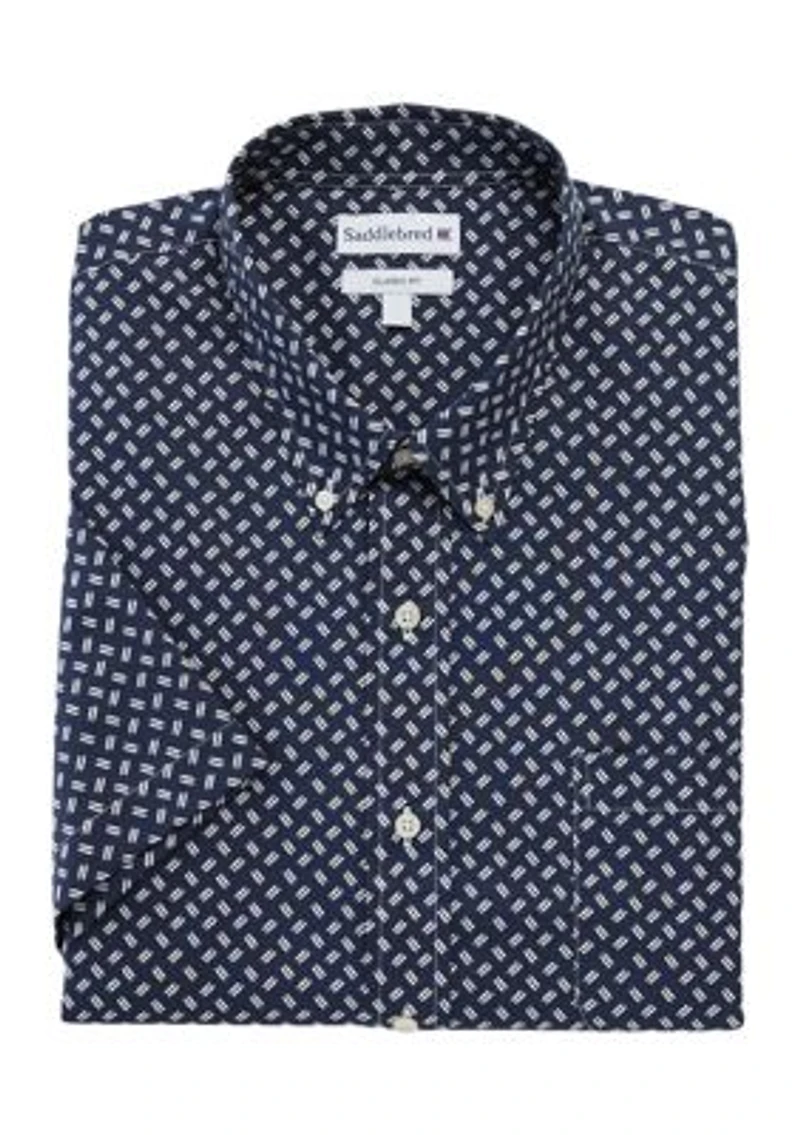 Big & Tall Easy Care short Sleeve Woven Printed Shirt