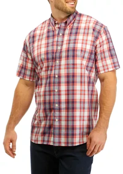Big & Tall Plaid Printed Button Down Shirt