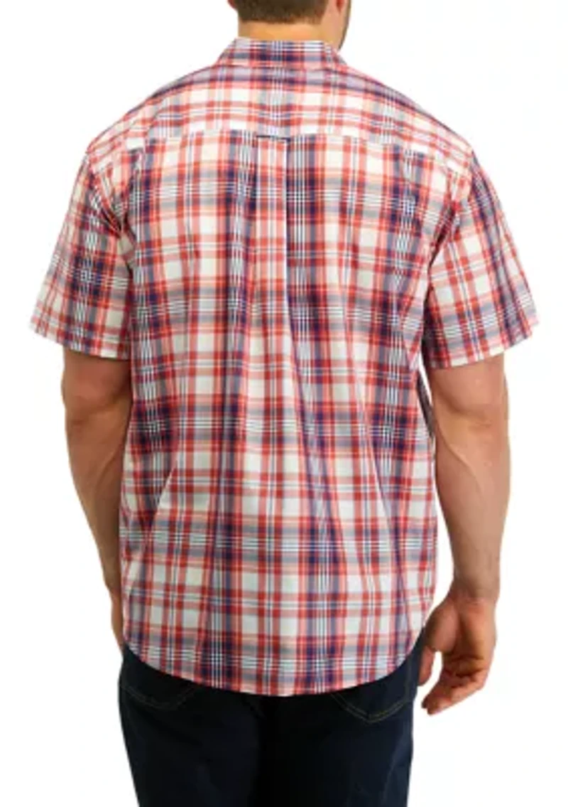 Big & Tall Plaid Printed Button Down Shirt