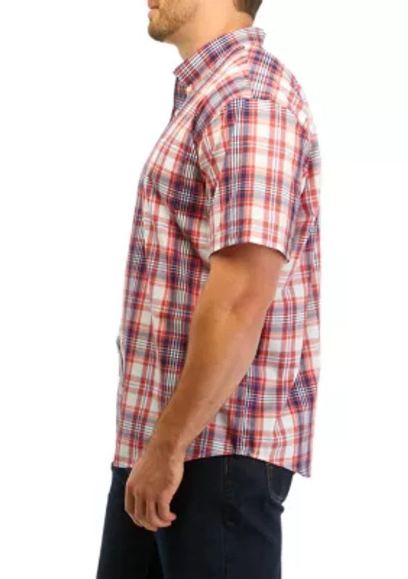 Big & Tall Plaid Printed Button Down Shirt