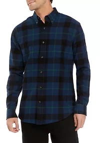 Long Sleeve Flannel Plaid Button Up Shirt