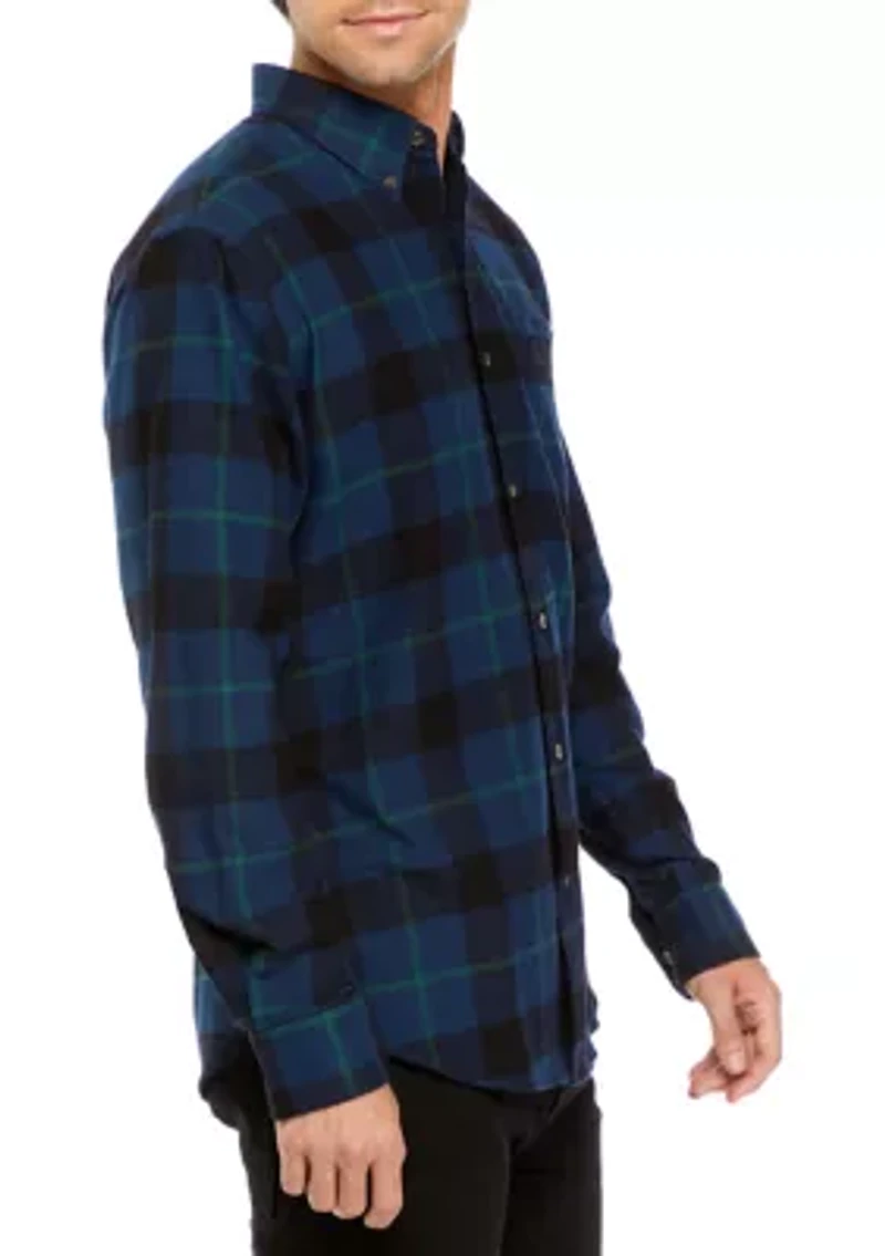 Long Sleeve Flannel Plaid Button Up Shirt
