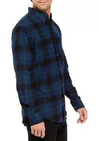 Long Sleeve Flannel Plaid Button Up Shirt