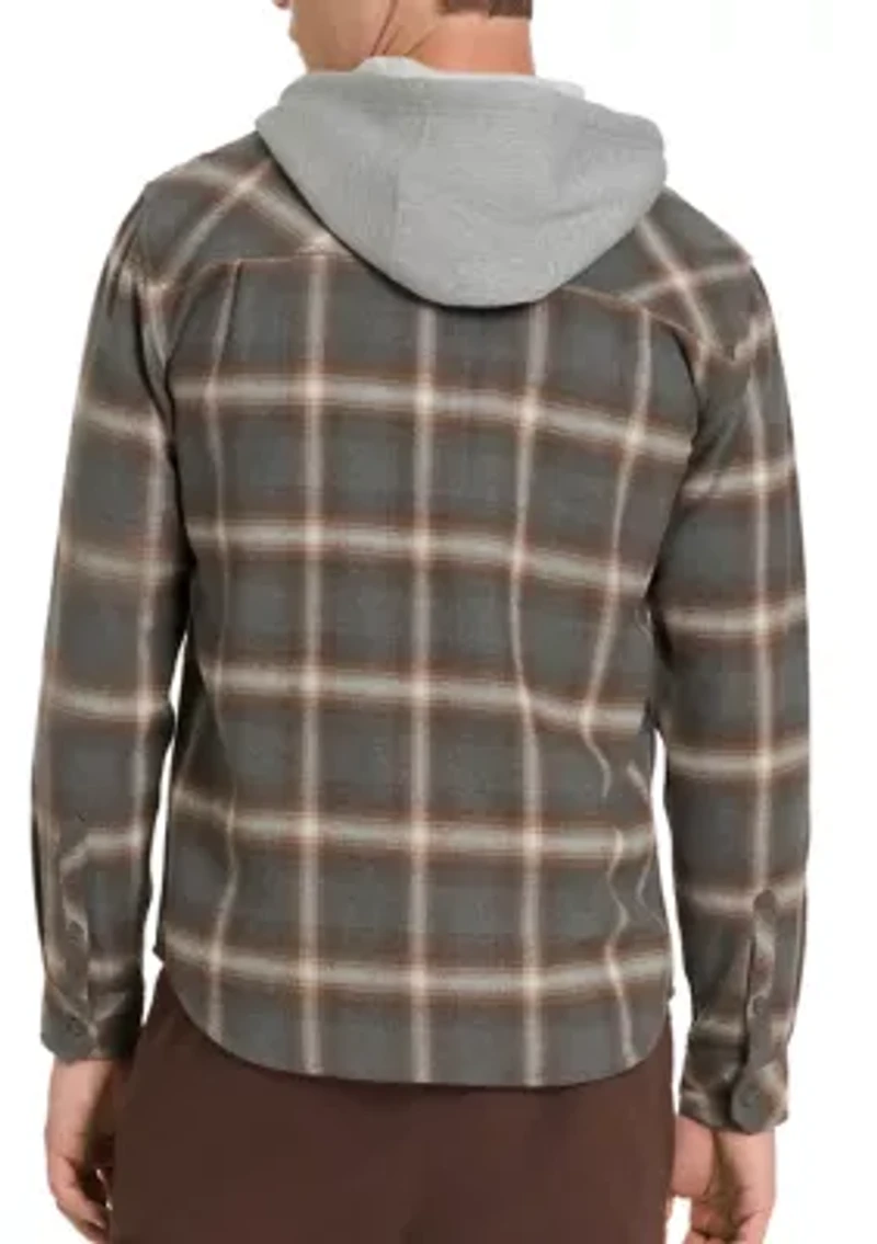 Women's Hooded Button Up Plaid Jacket