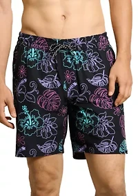Men's Neon Aloha Volley Swim Shorts