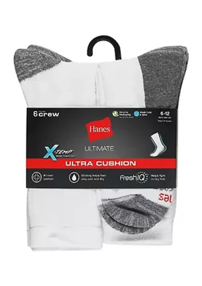 Ultimate X-Temp Ultra Cushion 6 Pack Crew Socks