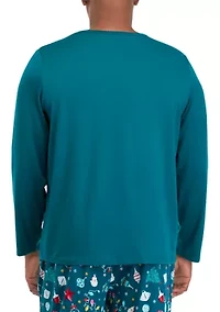Big & Tall Holiday Lights Solid Long Sleeve Top