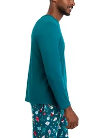 Men's Holiday Lights Solid Long Sleeve Top