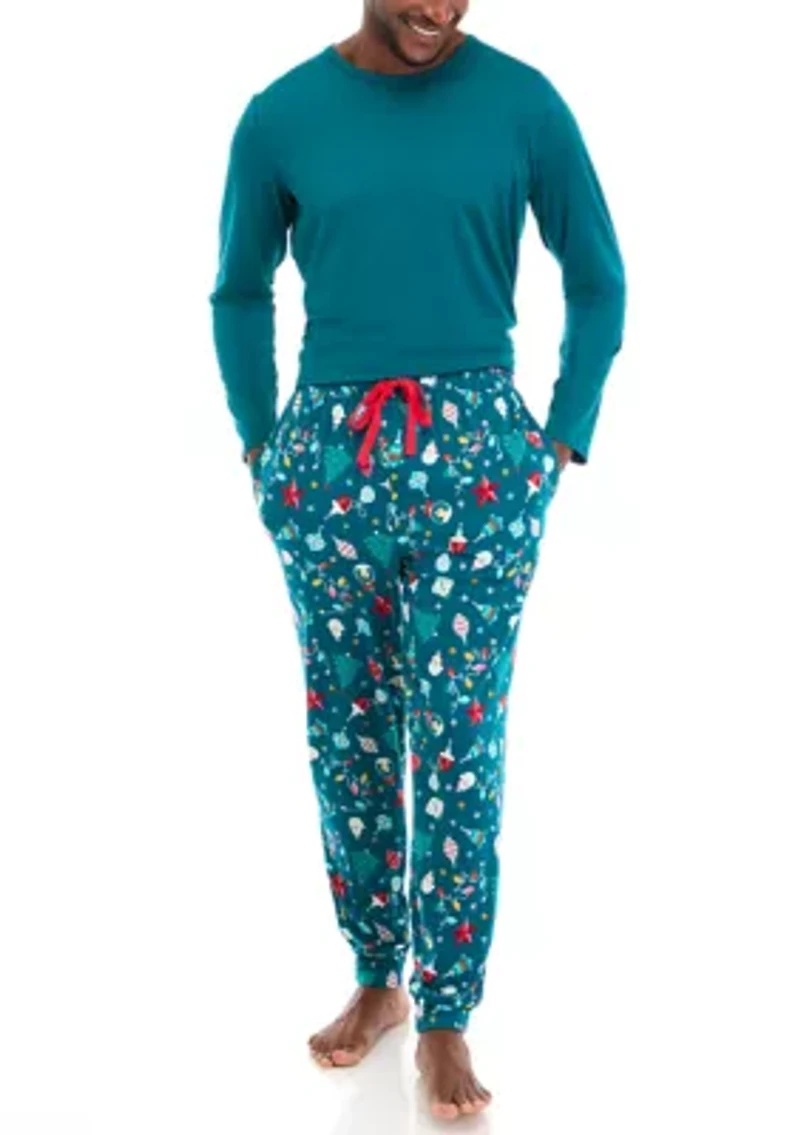 Men's Holiday Lights Solid Long Sleeve Top