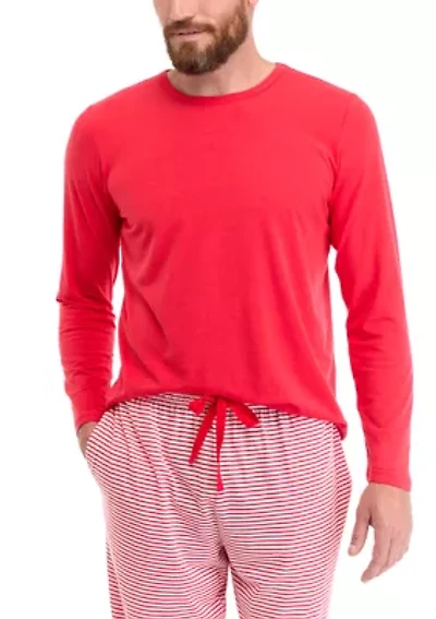 Men's Red Long Sleeve Pajama Top