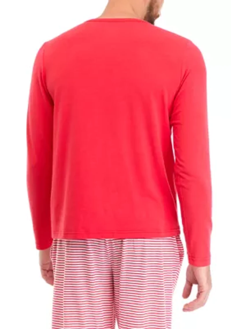Men's Red Long Sleeve Pajama Top