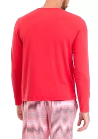 Men's Red Long Sleeve Pajama Top
