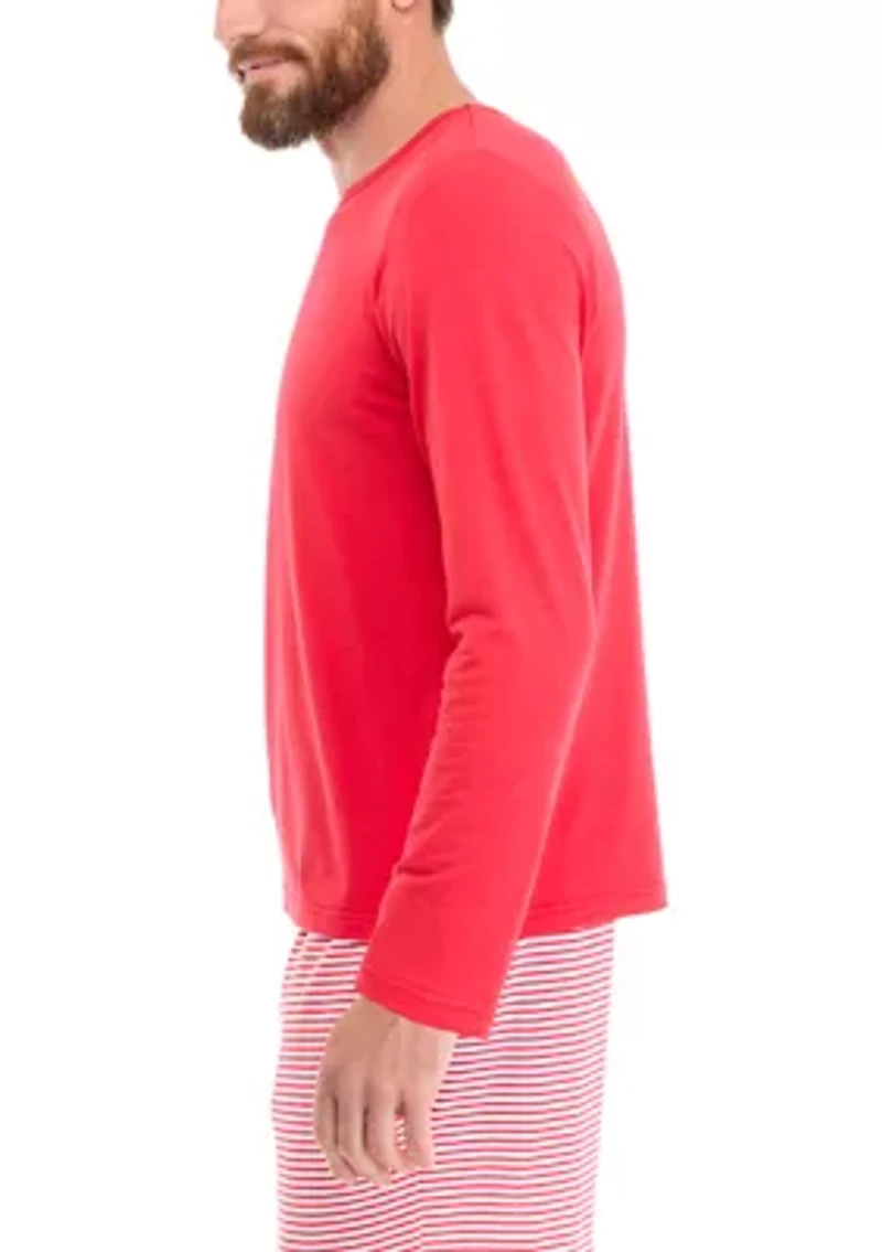 Men's Red Long Sleeve Pajama Top