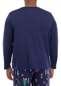 Big & Tall Nutcracker Solid Long Sleeve Sleep Top