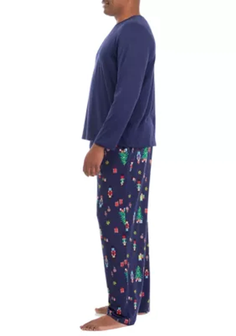 Big & Tall Nutcracker Solid Long Sleeve Sleep Top