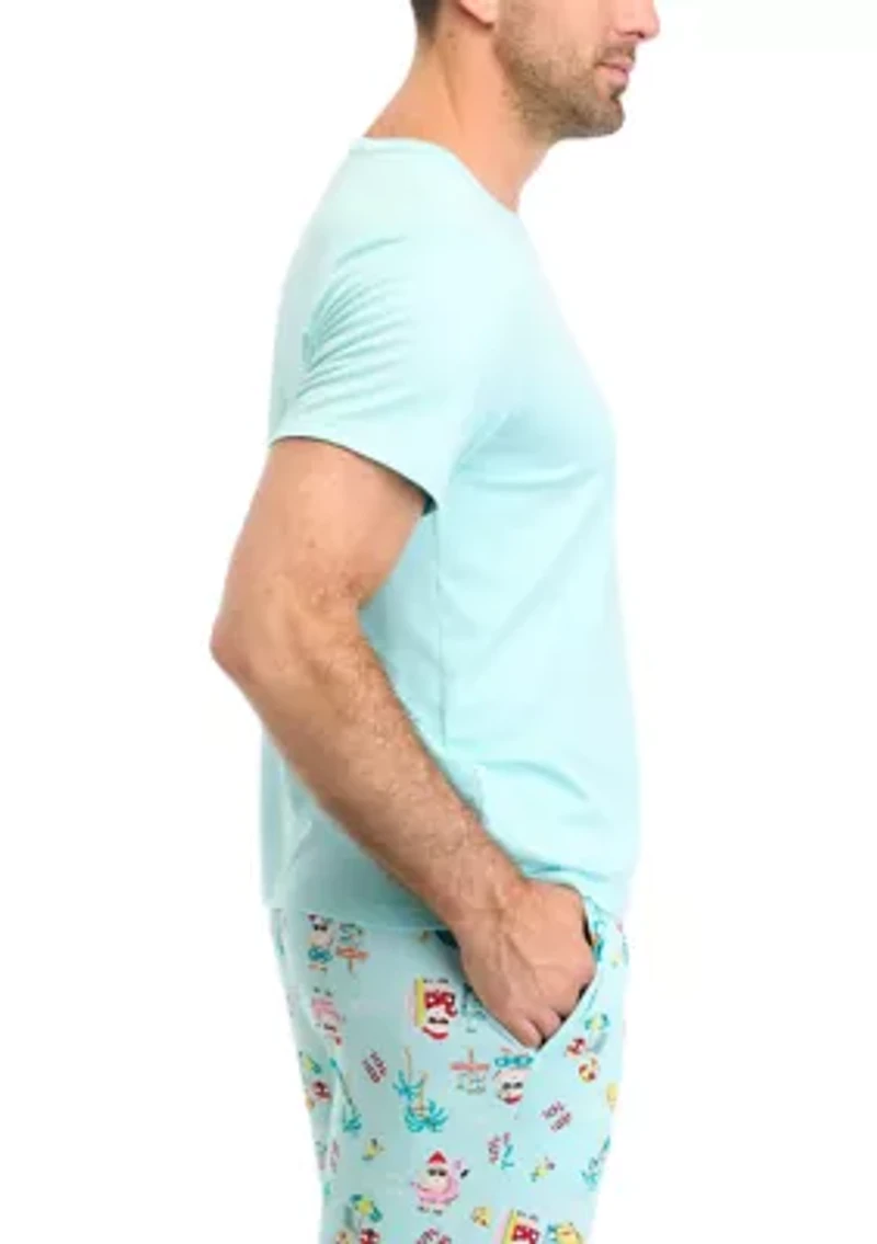 Men's Beachy Christmas Solid Short Sleeve Pajama Top