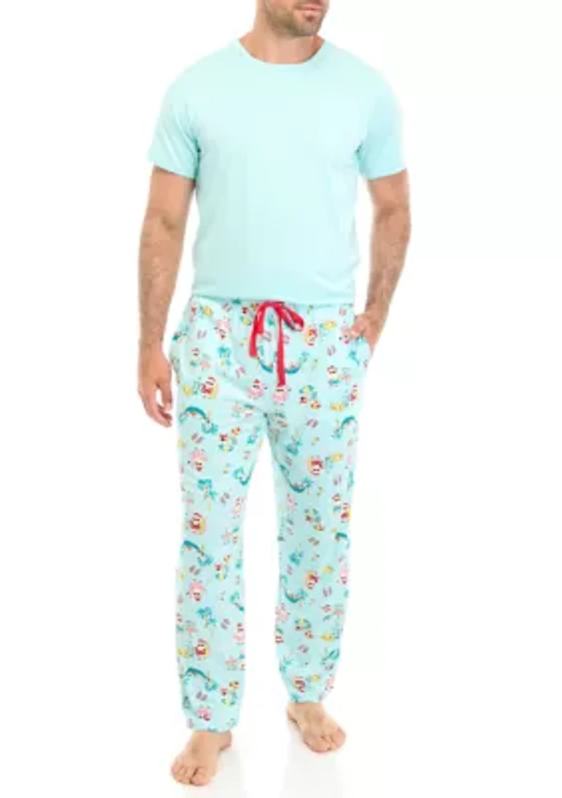 Men's Beachy Christmas Solid Short Sleeve Pajama Top