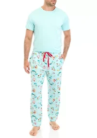 Men's Beachy Christmas Solid Short Sleeve Pajama Top