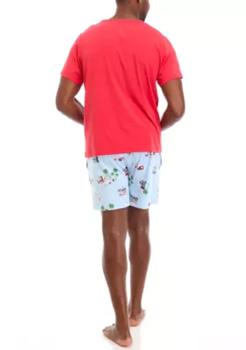 Men's Holiday Shopping Solid Short Sleeve Pajama Top