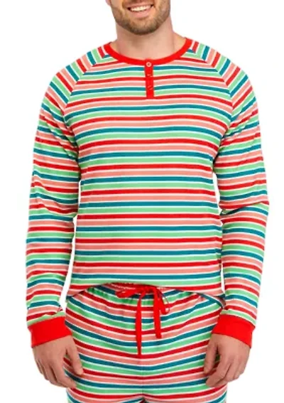 Big & Tall Merry Multi Stripe Henley Sleep Shirt