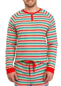 Big & Tall Merry Multi Stripe Henley Sleep Shirt