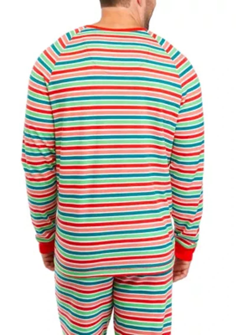 Big & Tall Merry Multi Stripe Henley Sleep Shirt