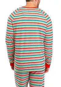 Big & Tall Merry Multi Stripe Henley Sleep Shirt