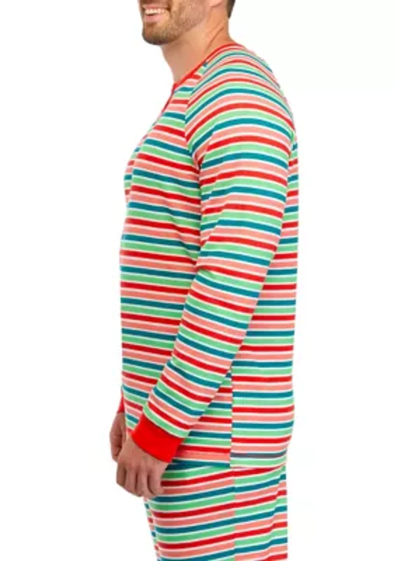 Big & Tall Merry Multi Stripe Henley Sleep Shirt