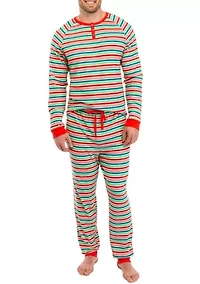 Big & Tall Merry Multi Stripe Henley Sleep Shirt