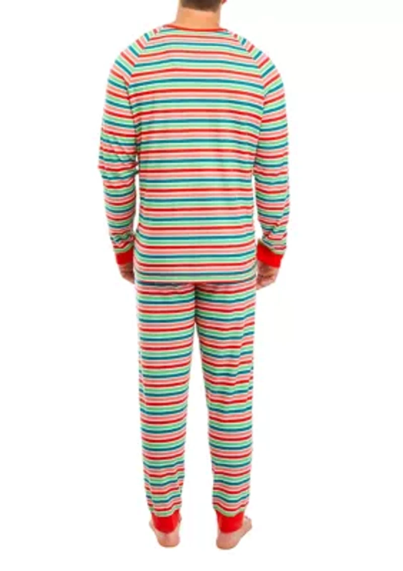 Big & Tall Merry Multi Stripe Henley Sleep Shirt