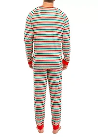 Big & Tall Merry Multi Stripe Henley Sleep Shirt