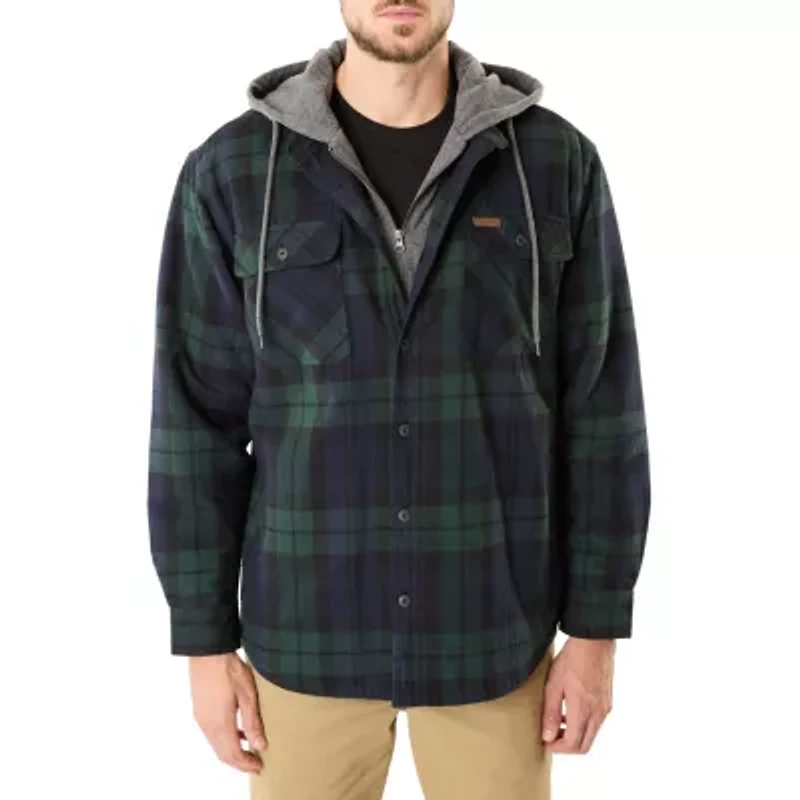 Big & Tall Sherpa-Lined Hooded Flannel Shirt Jacket